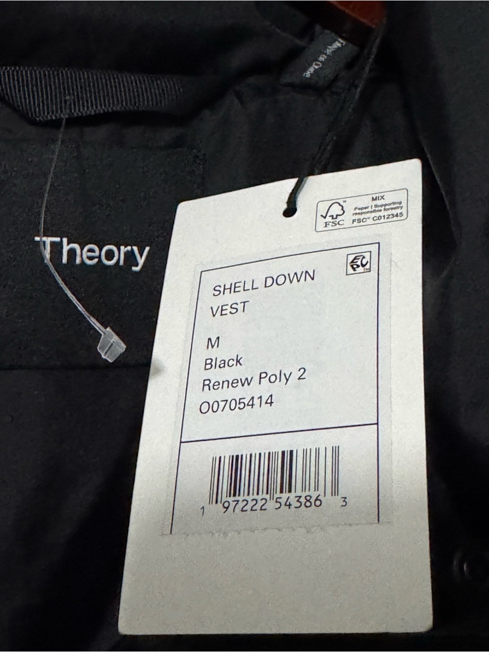 NWT Theory Shell Down Vest Black Size Medium Puffer Outerwear Renew Poly 2 - Picture 5 of 6